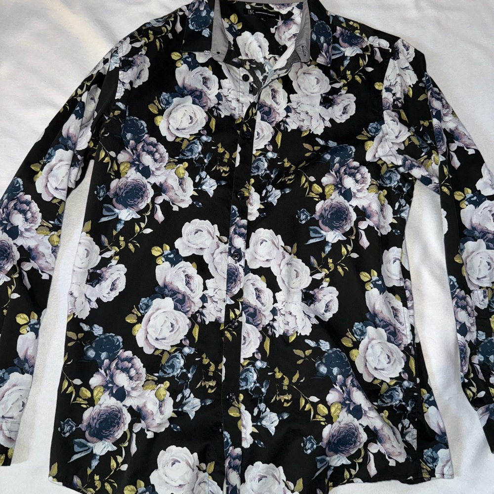 INC International Concepts Black Floral Men's Shirt